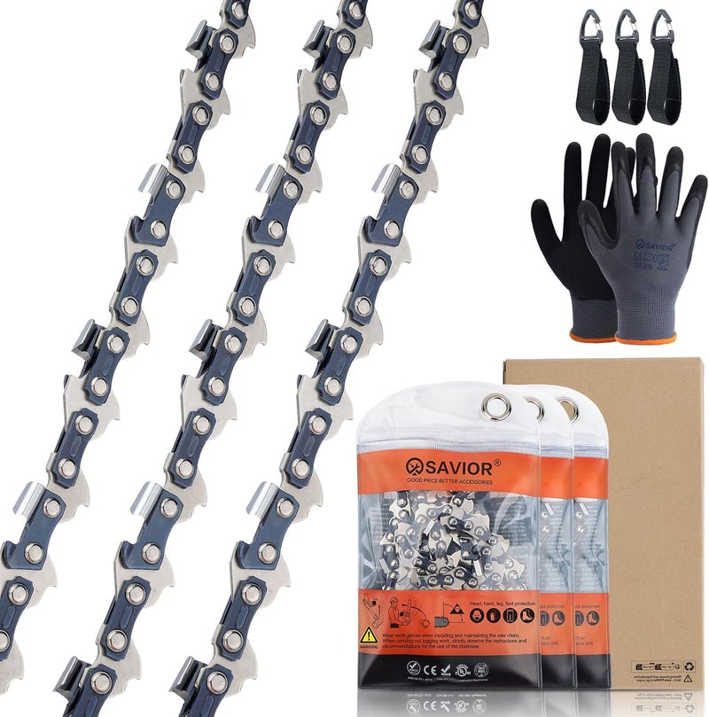 Savior 3Pcs 14 Inch Chainsaw Chain 3/8" LP Pitch .043" Gauge 52 Drive Links for EGO CS1400 CS1401 Makita XCU03 XCU04 XCU08 KOBALT KCS 4040-06 Worx WG384.9 for Makita E-00228, R52 - Image 1